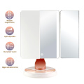 New design rechargeable trifold vantiy mirror with lights